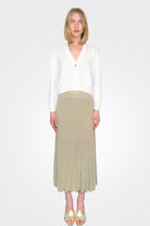 Pleated Midi Skirt - Gold Tan by Gran Sasso | 25 South Boutiques