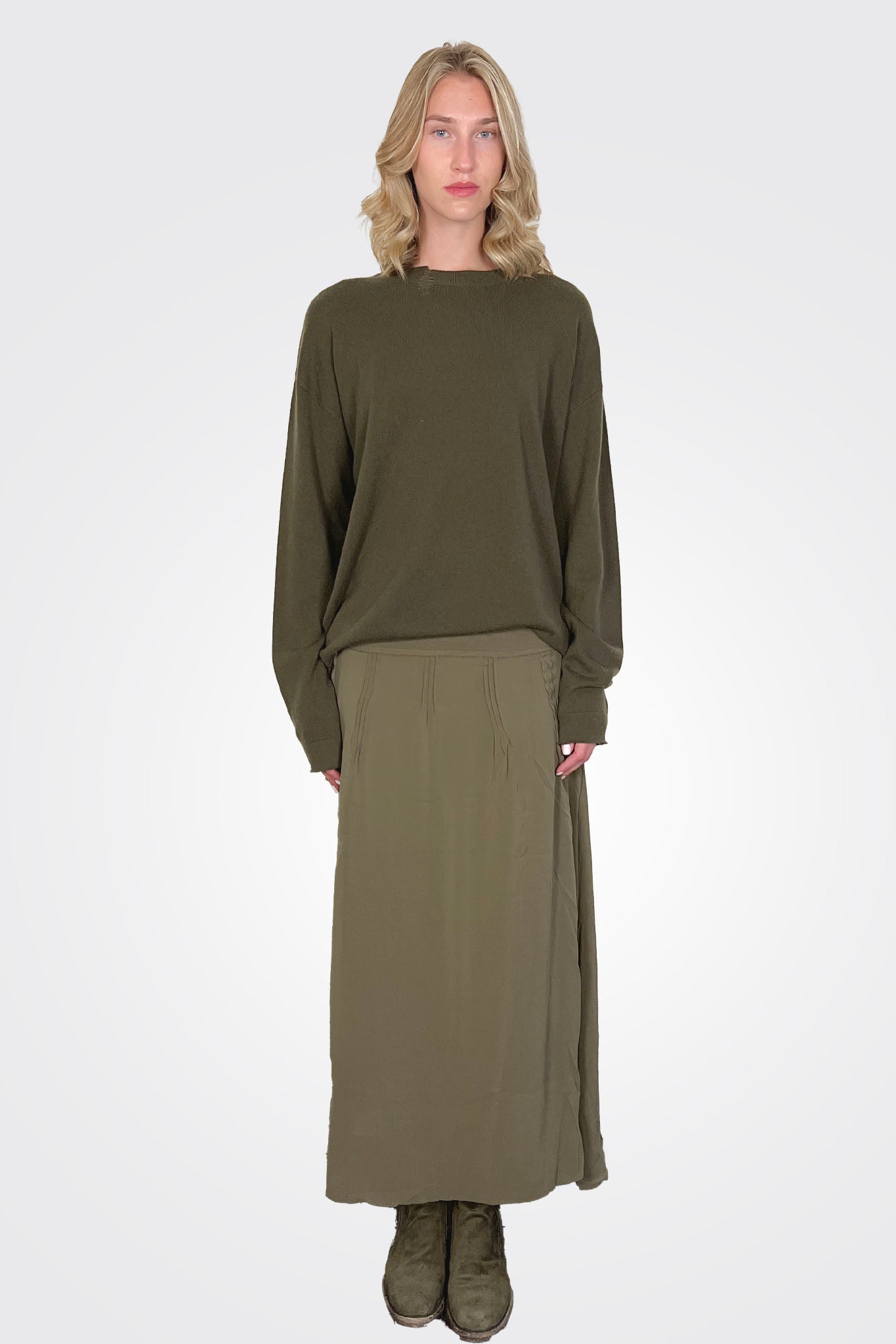 Silk Georgette Pin Tuck Skirt - Pine by Kristensen | 25 South Boutiques