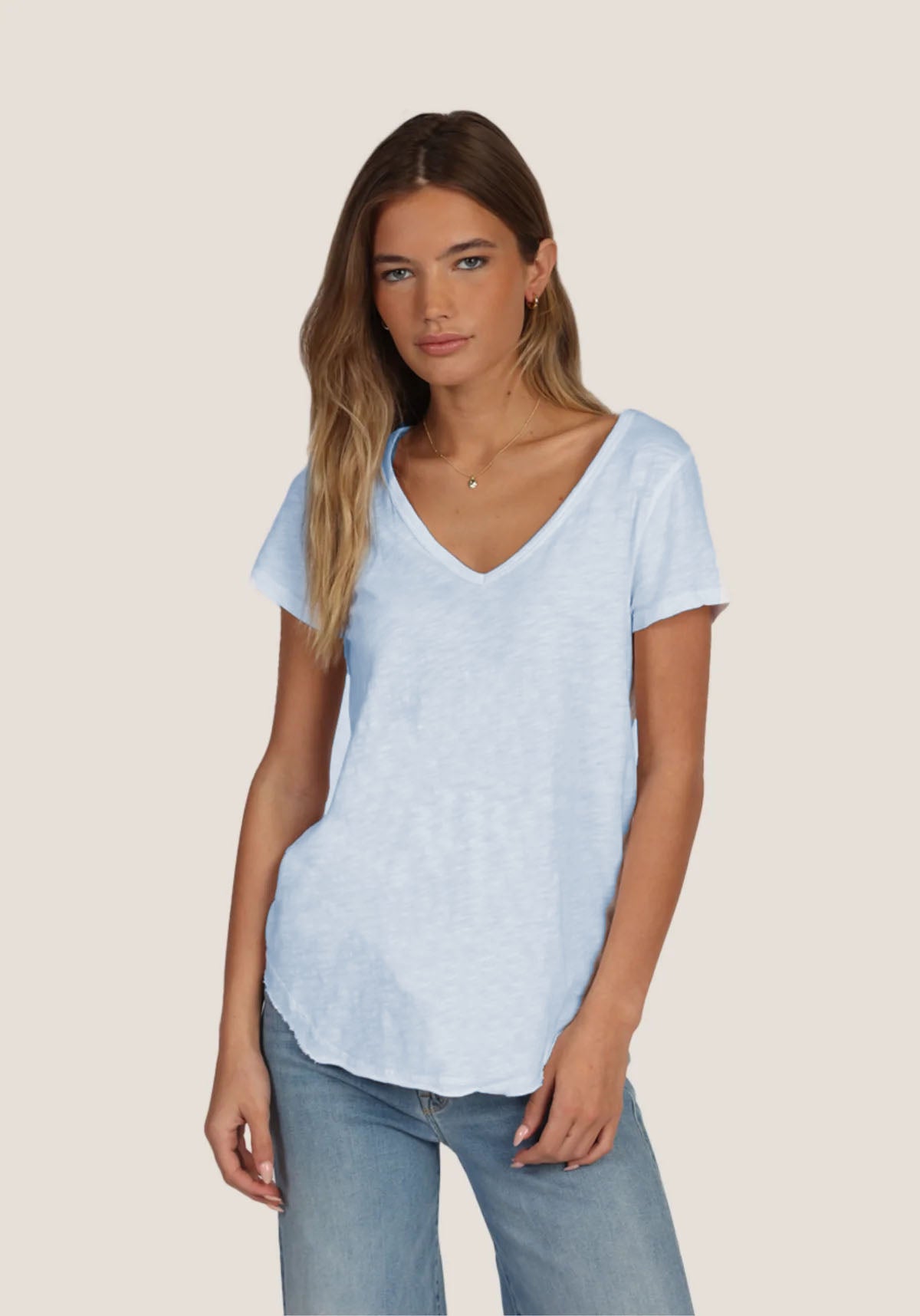 Short Sleeve Deep V Tee - Sky by Dylan | 25 South Boutiques
