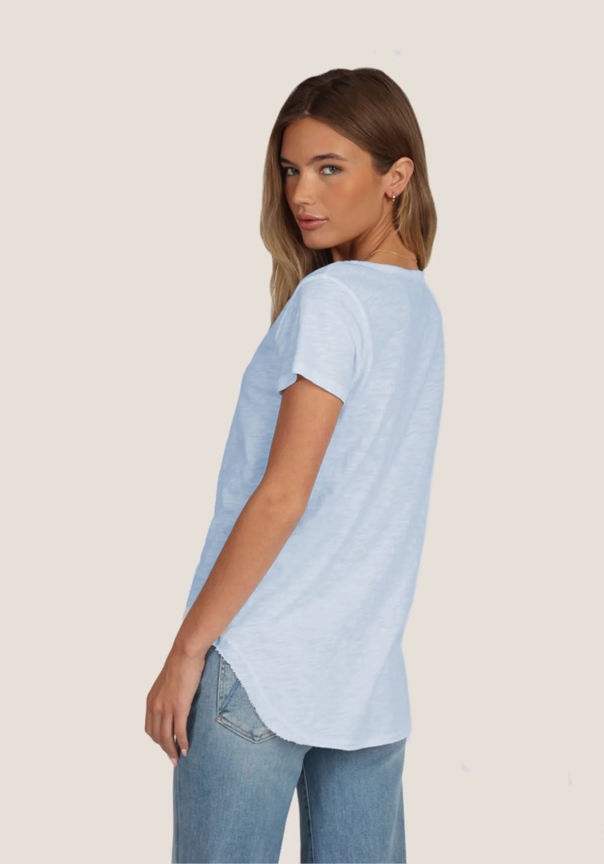 Short Sleeve Deep V Tee - Sky by Dylan — alternate view