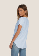 Short Sleeve Deep V Tee - Sky by Dylan — alternate view