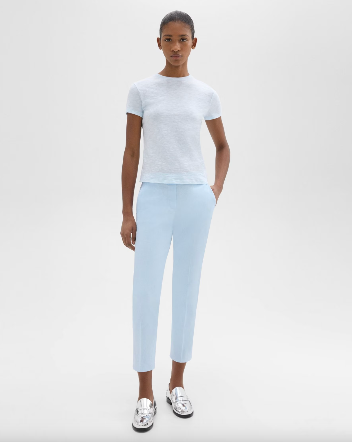 Organic Slub Cotton Tiny Tee - Skylight by Theory — view 4