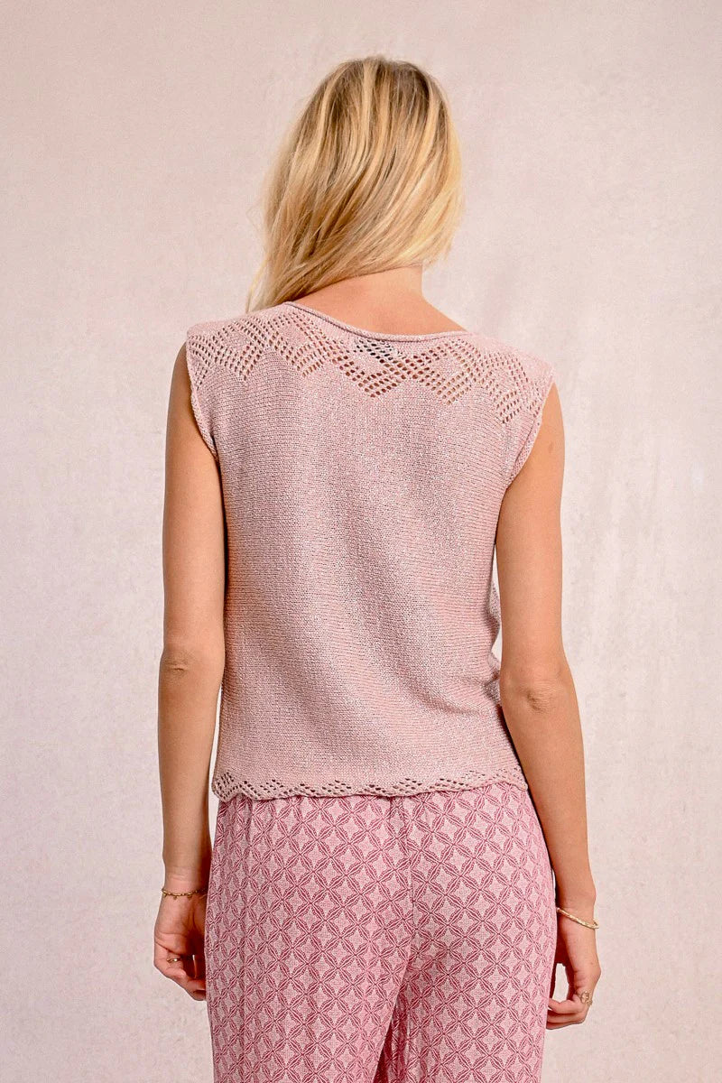 Sleeveless Knit Sweater - Light Pink by Molly Bracken — view 3