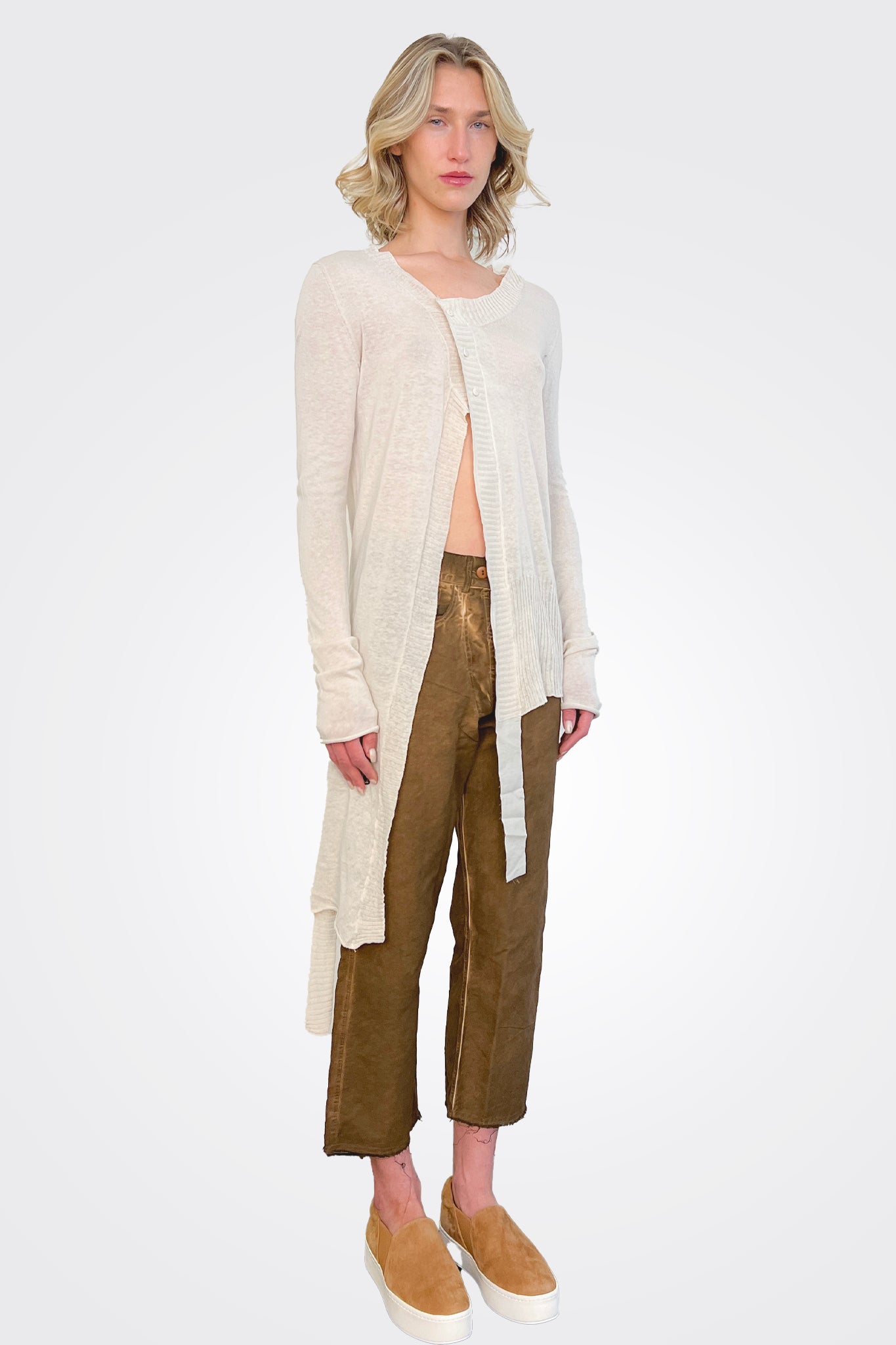 Asymmetrical Cardigan - Natural by Serie Numerica — alternate view