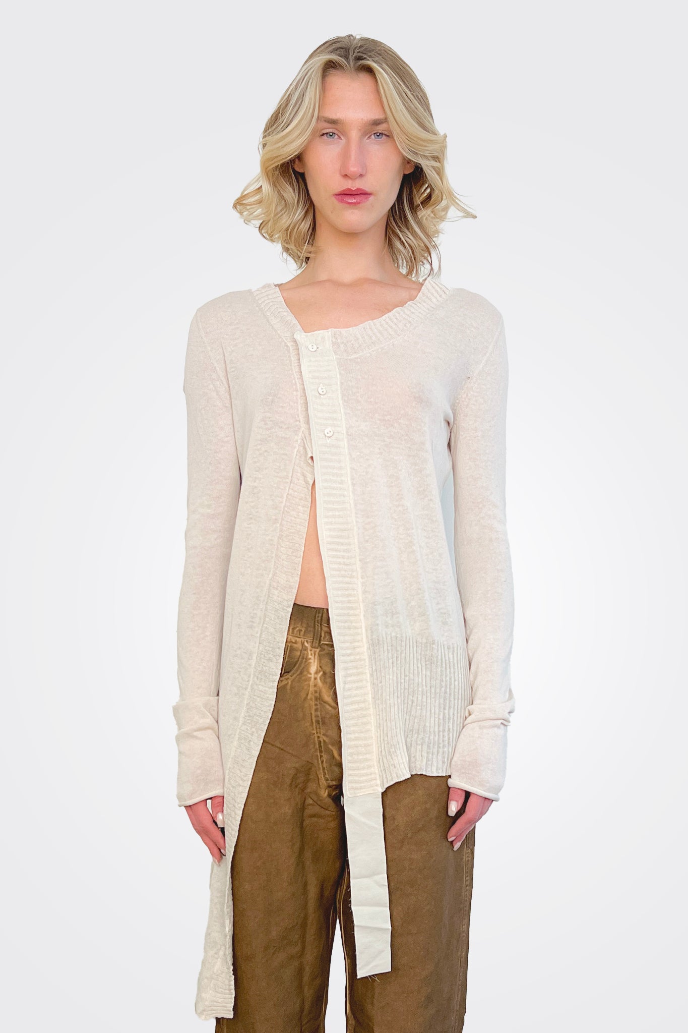 Asymmetrical Cardigan - Natural by Serie Numerica | 25 South Boutiques