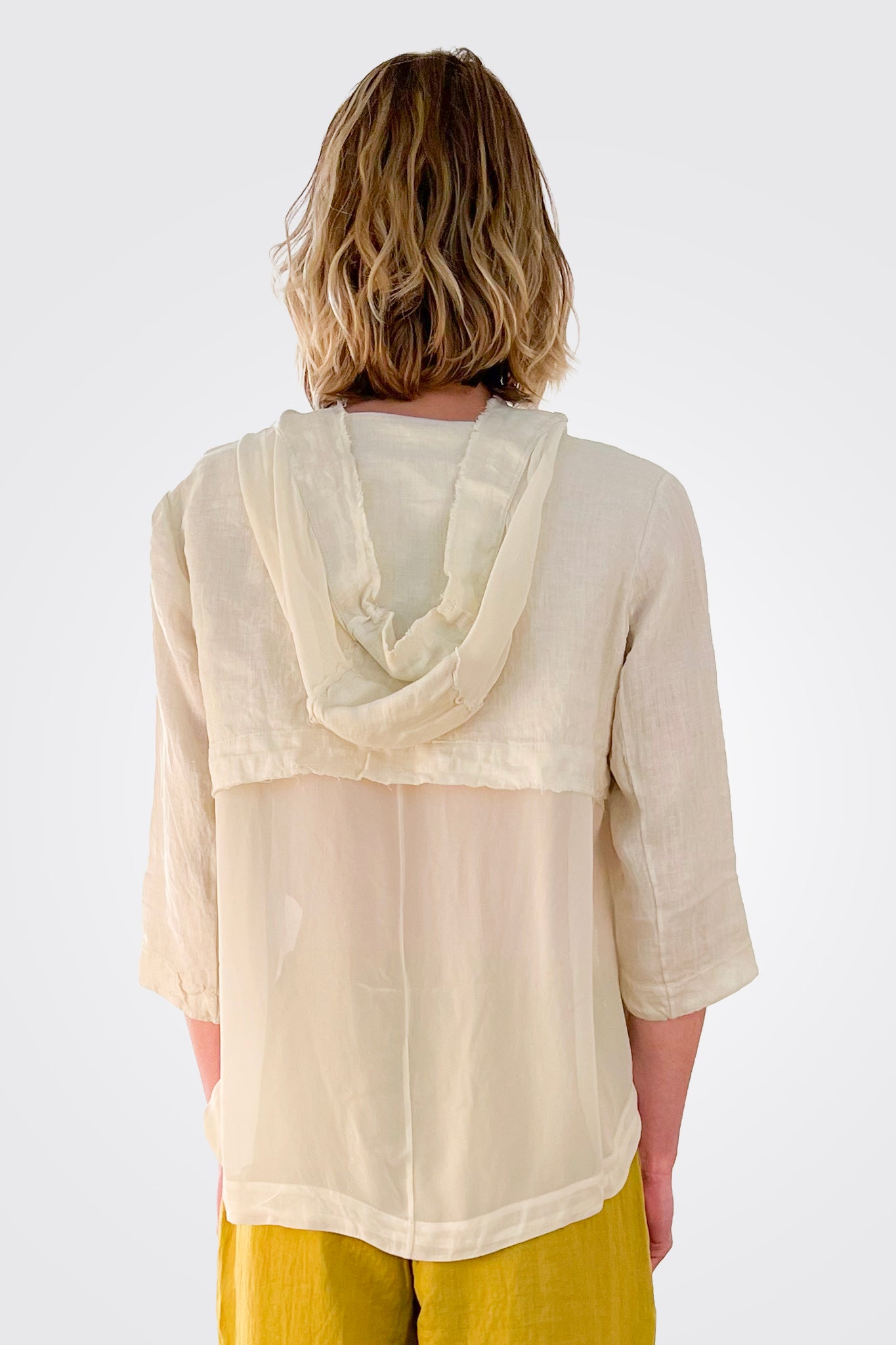 Zipped Hooded Linen Jacket - Sand by Transit Par-Such — view 3