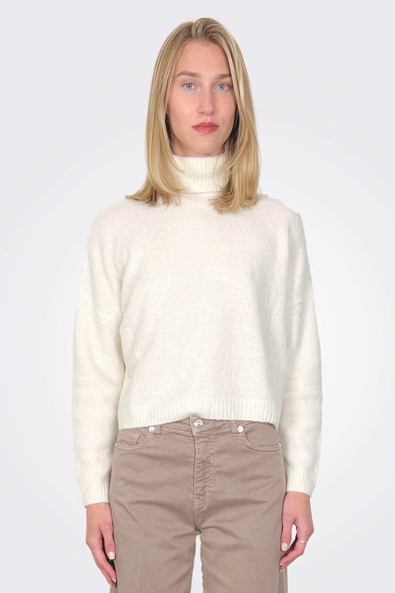 Zeta Paso Roll Neck Sweater - Snowdrop by Colorush | 25 South Boutiques