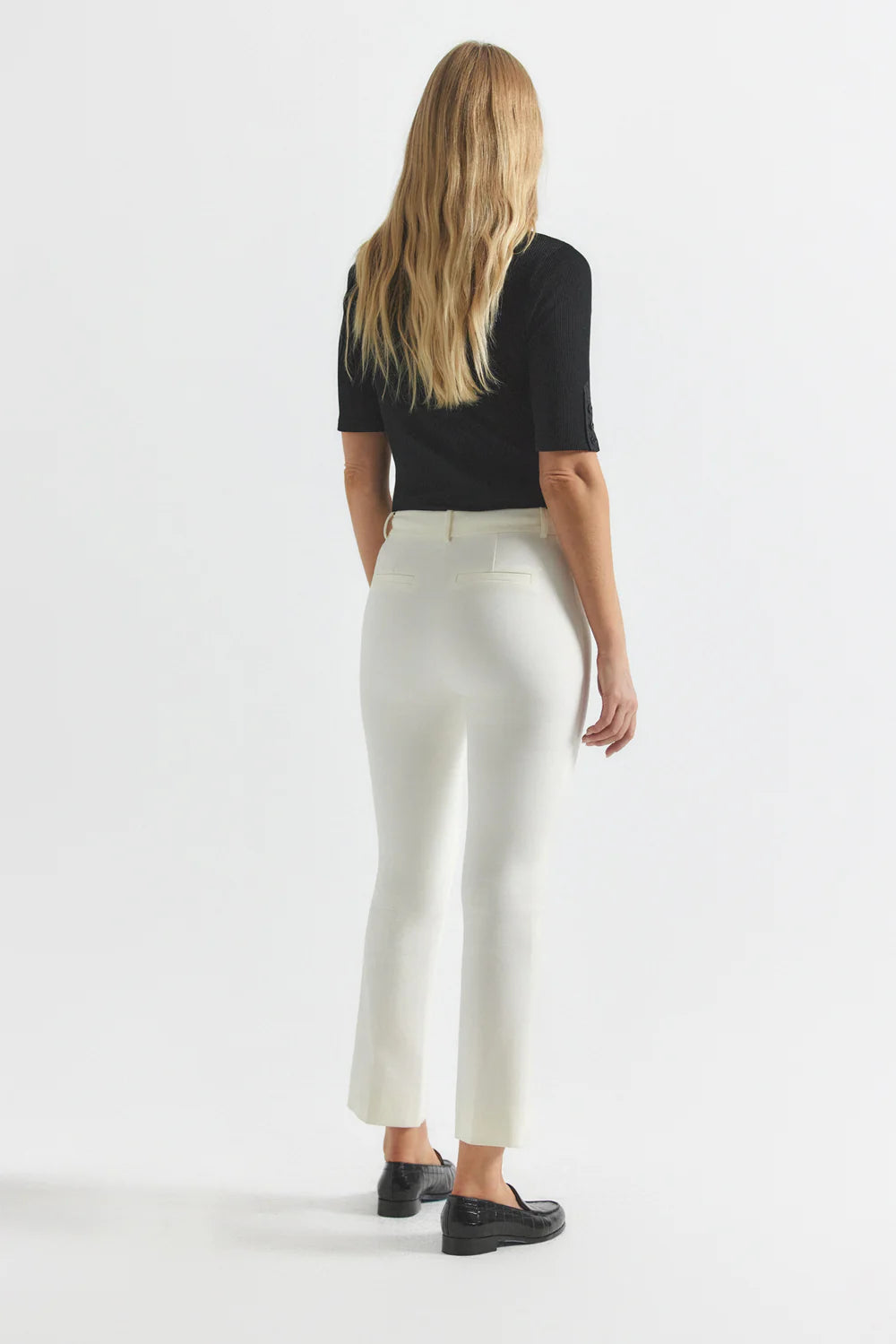 Crosby Cropped Flare Trousers - Soft White by Derek Lam — view 4