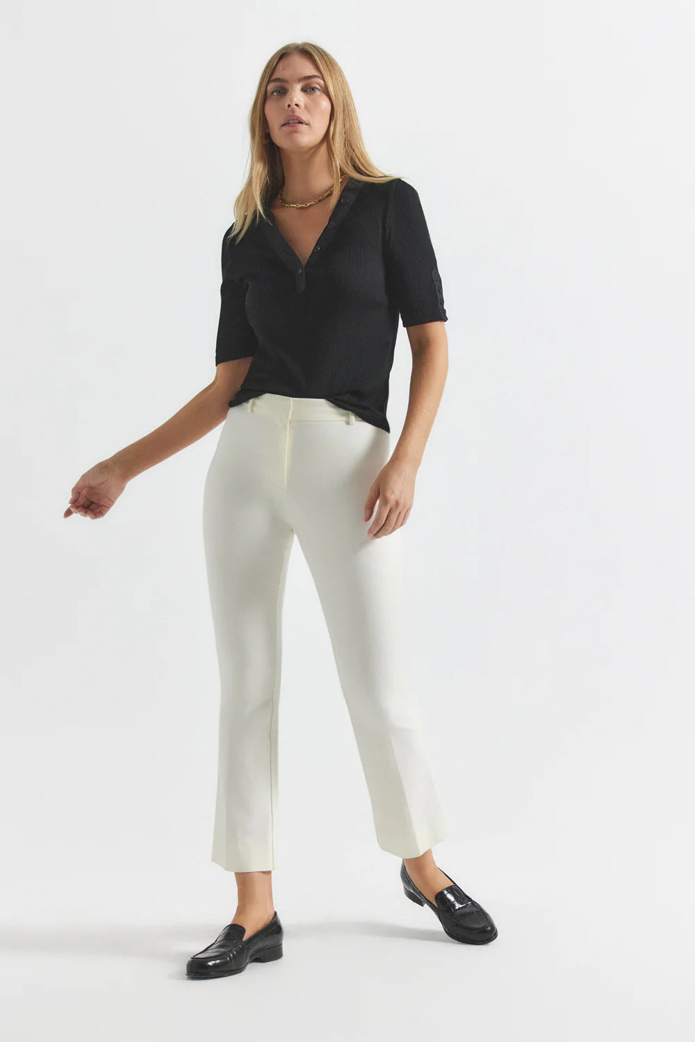 Crosby Cropped Flare Trousers - Soft White by Derek Lam | 25 South Boutiques