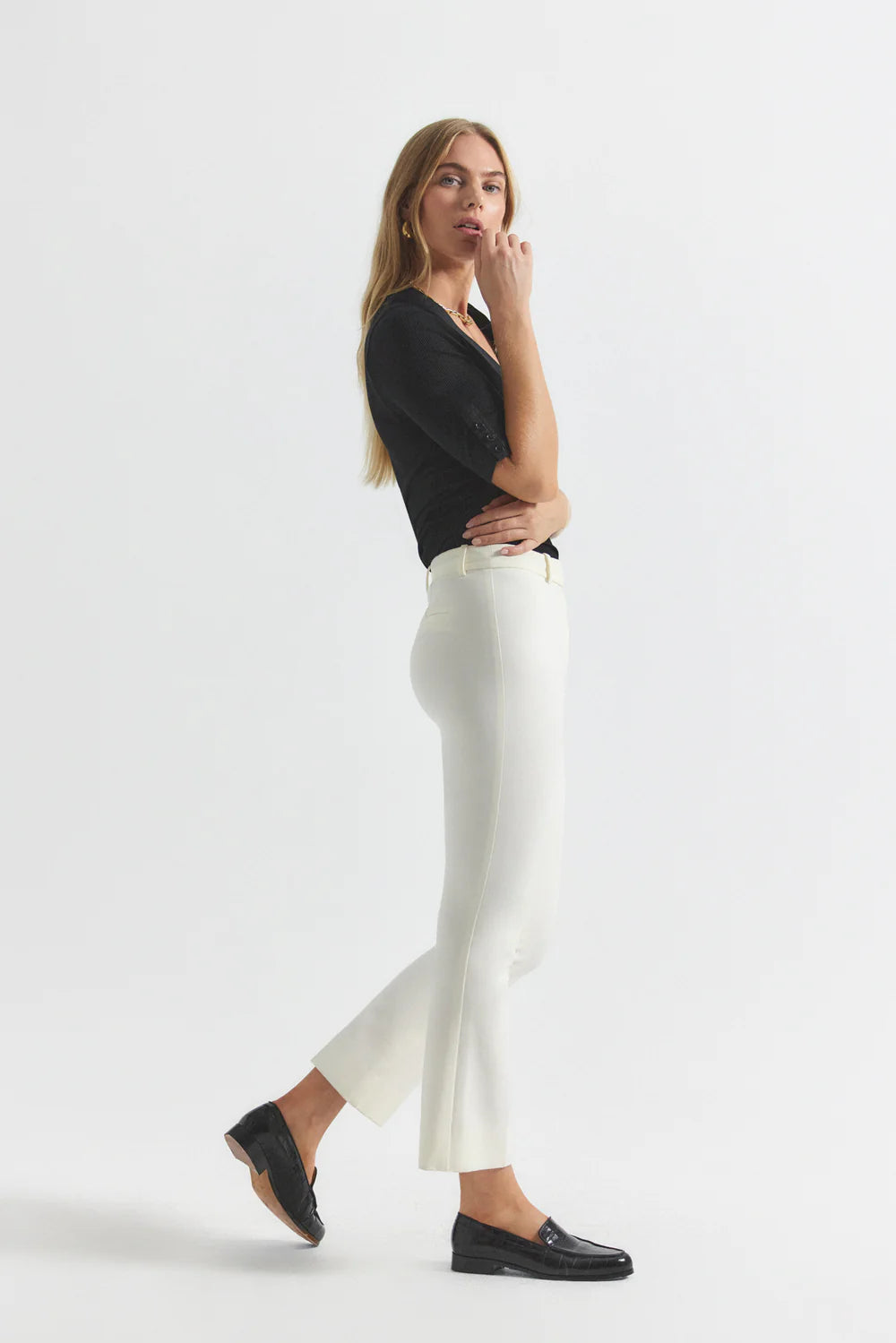 Crosby Cropped Flare Trousers - Soft White by Derek Lam — alternate view