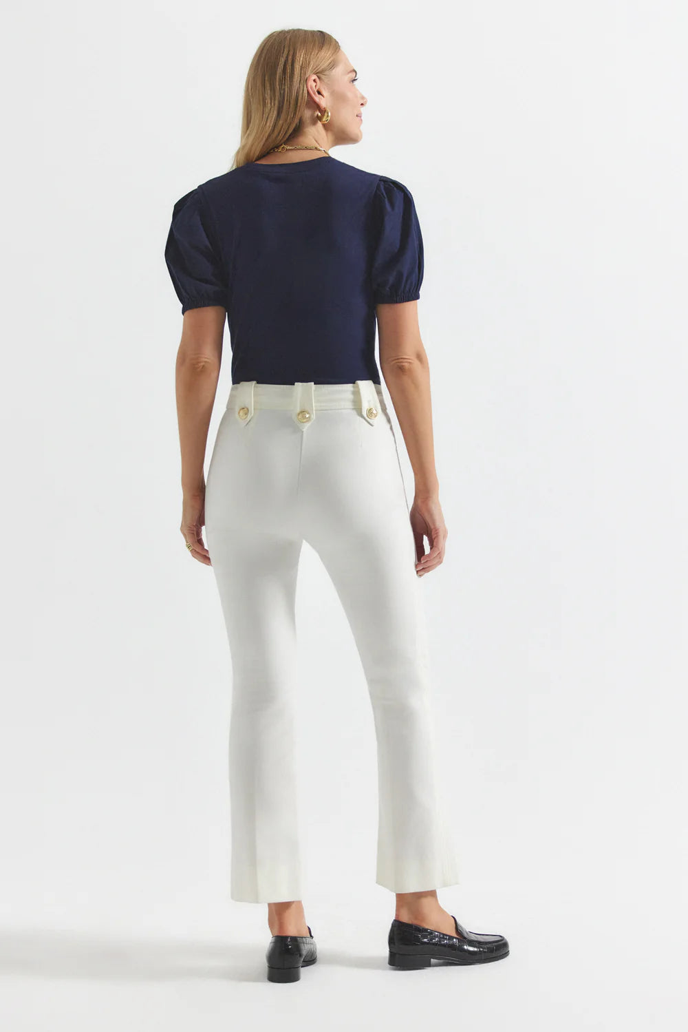Robertson Crop Flare Trousers - Soft White by Derek Lam — view 4