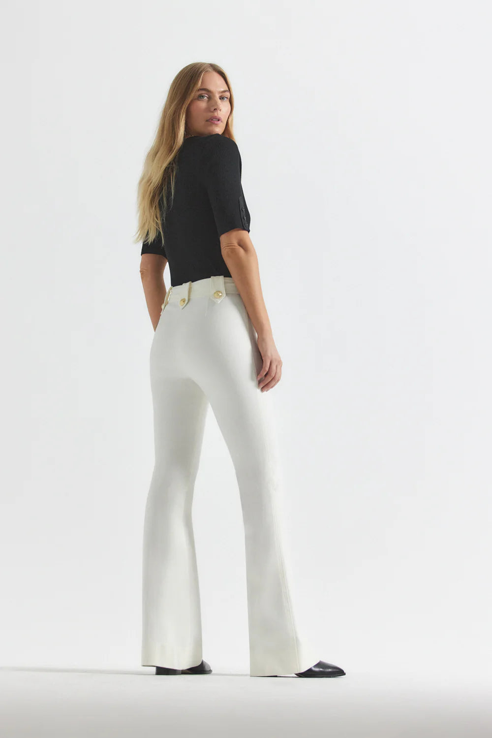 Robertson Flare Trousers - Soft White by Derek Lam — view 4