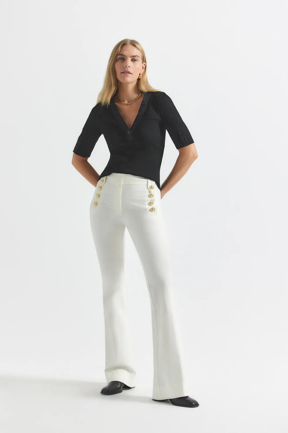 Robertson Flare Trousers - Soft White by Derek Lam | 25 South Boutiques