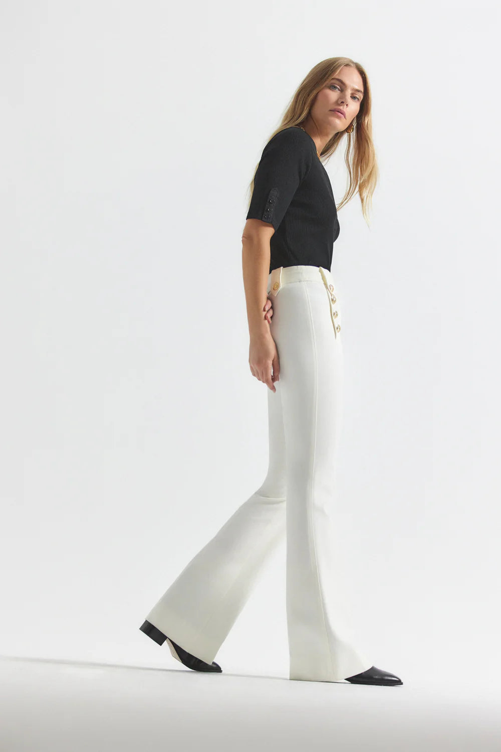 Robertson Flare Trousers - Soft White by Derek Lam — view 3