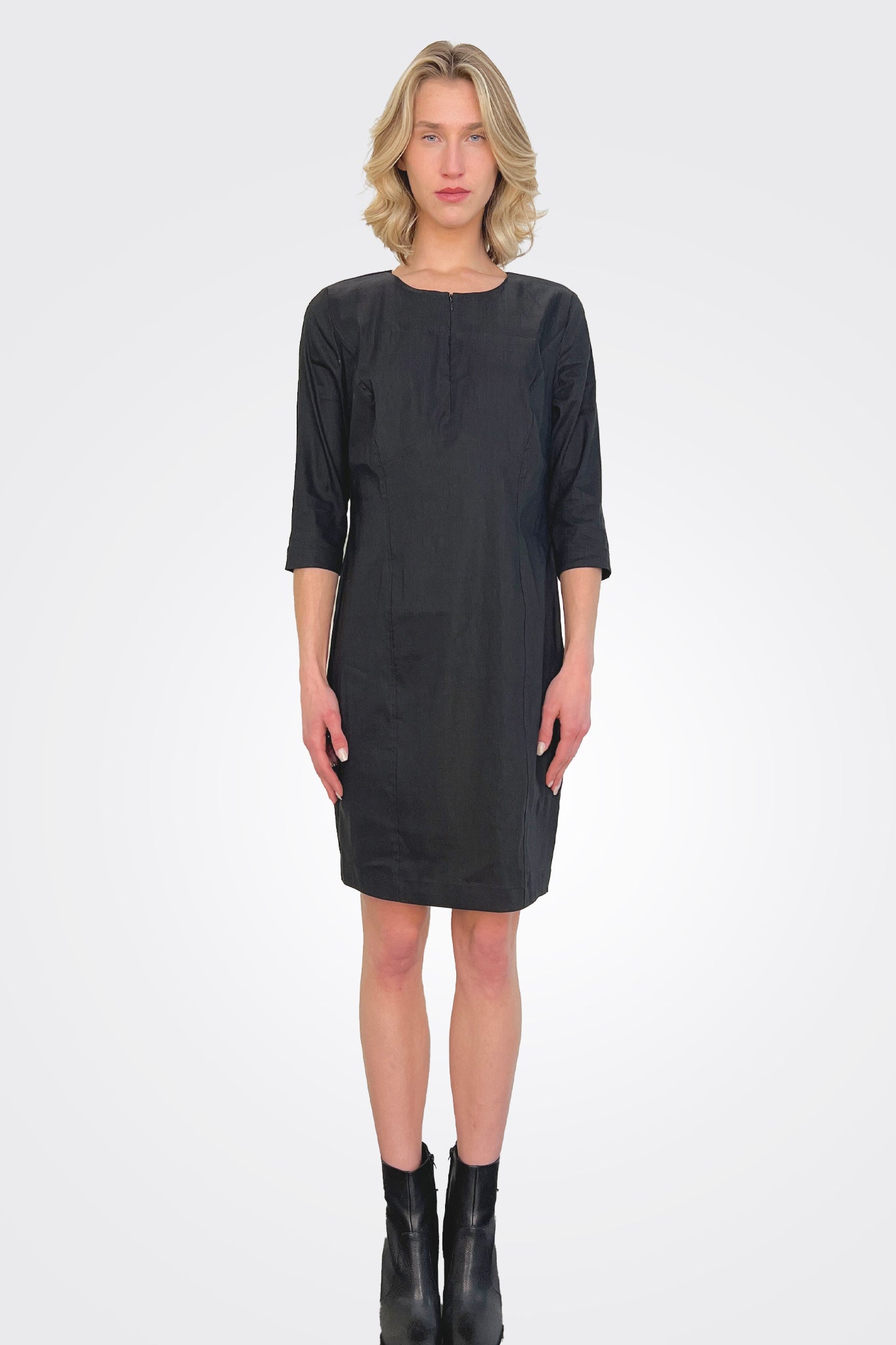 Zipper 3/4 Sleeve Dress - Black by Sarah Pacini | 25 South Boutiques