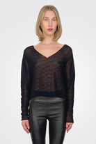 Sheer Sweater Blouse - Black by Sarah Pacini | 25 South Boutiques