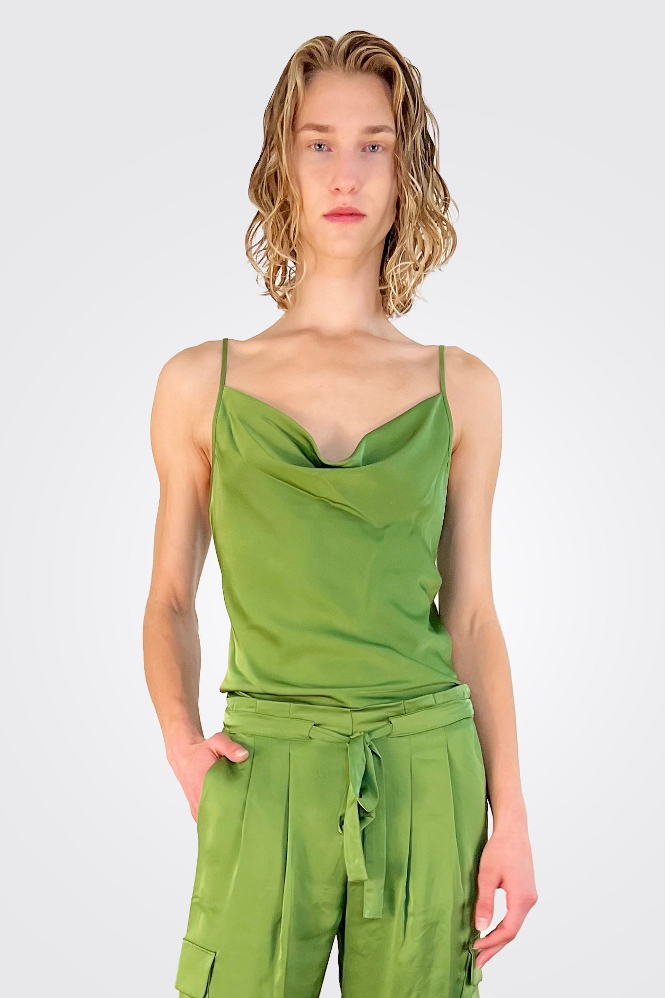 Abigail Cowl Neck Tank - Spruce by Ramy Brook | 25 South Boutiques