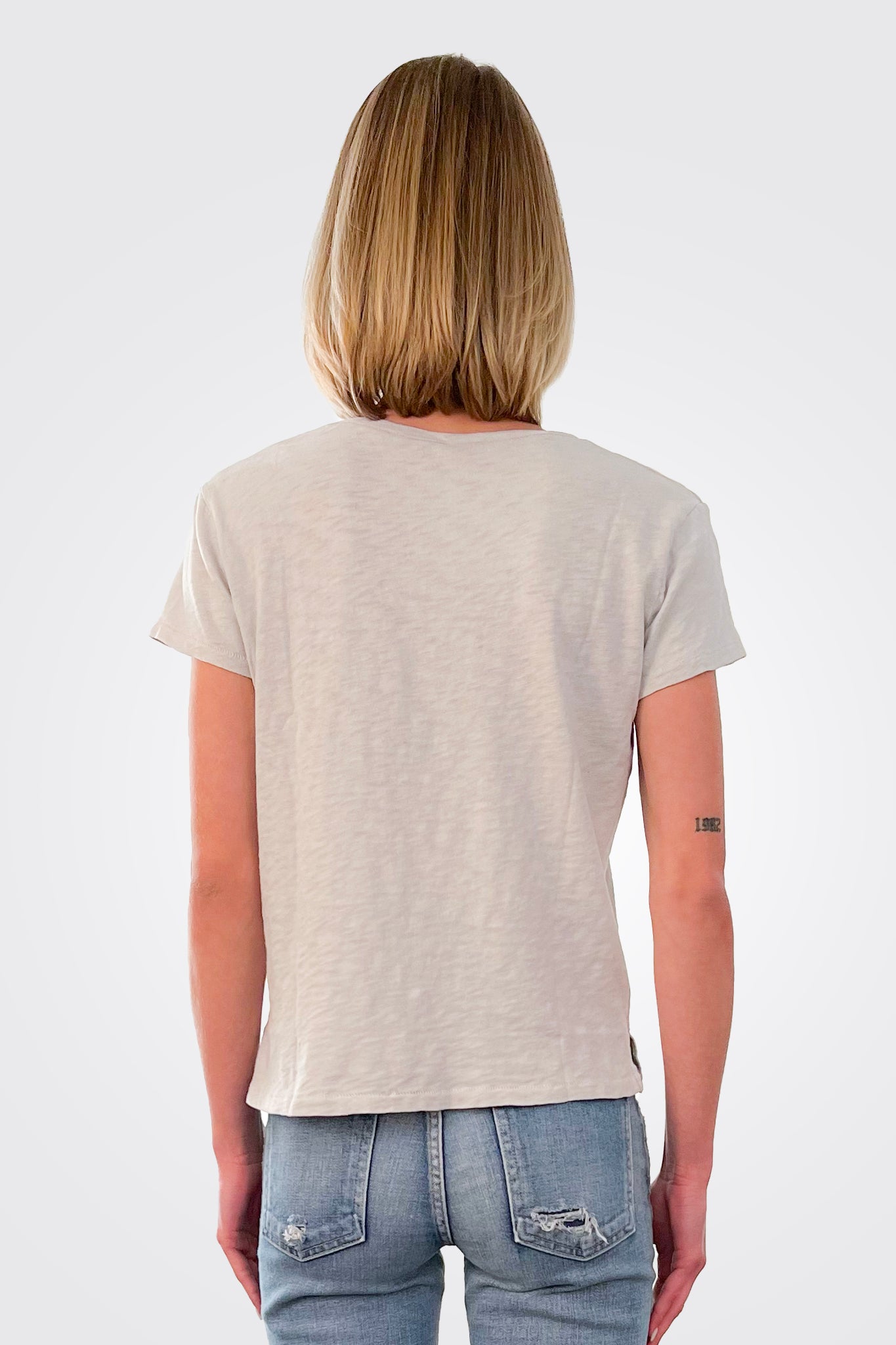 V Neck Tee - Sea Salt by HelloNite — alternate view