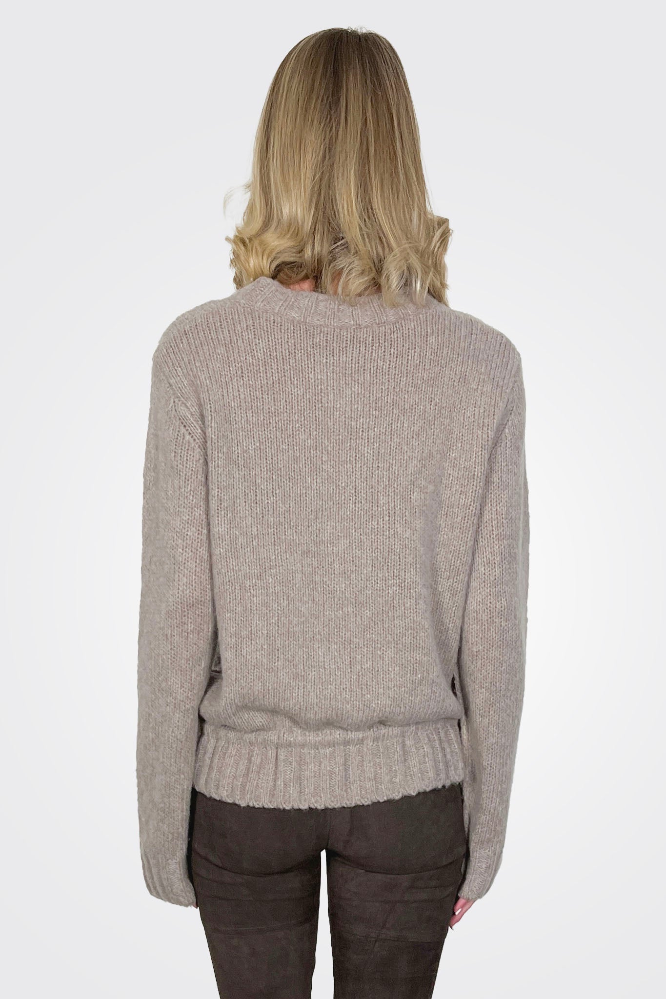 Cashmere Blend Crew Neck - Greige by Kristensen — view 4