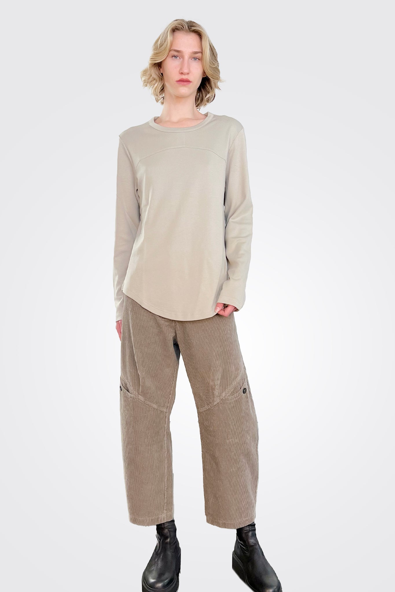 Semi Thick Long Sleeve Tee - Stone by Lurdes Bergada — view 3