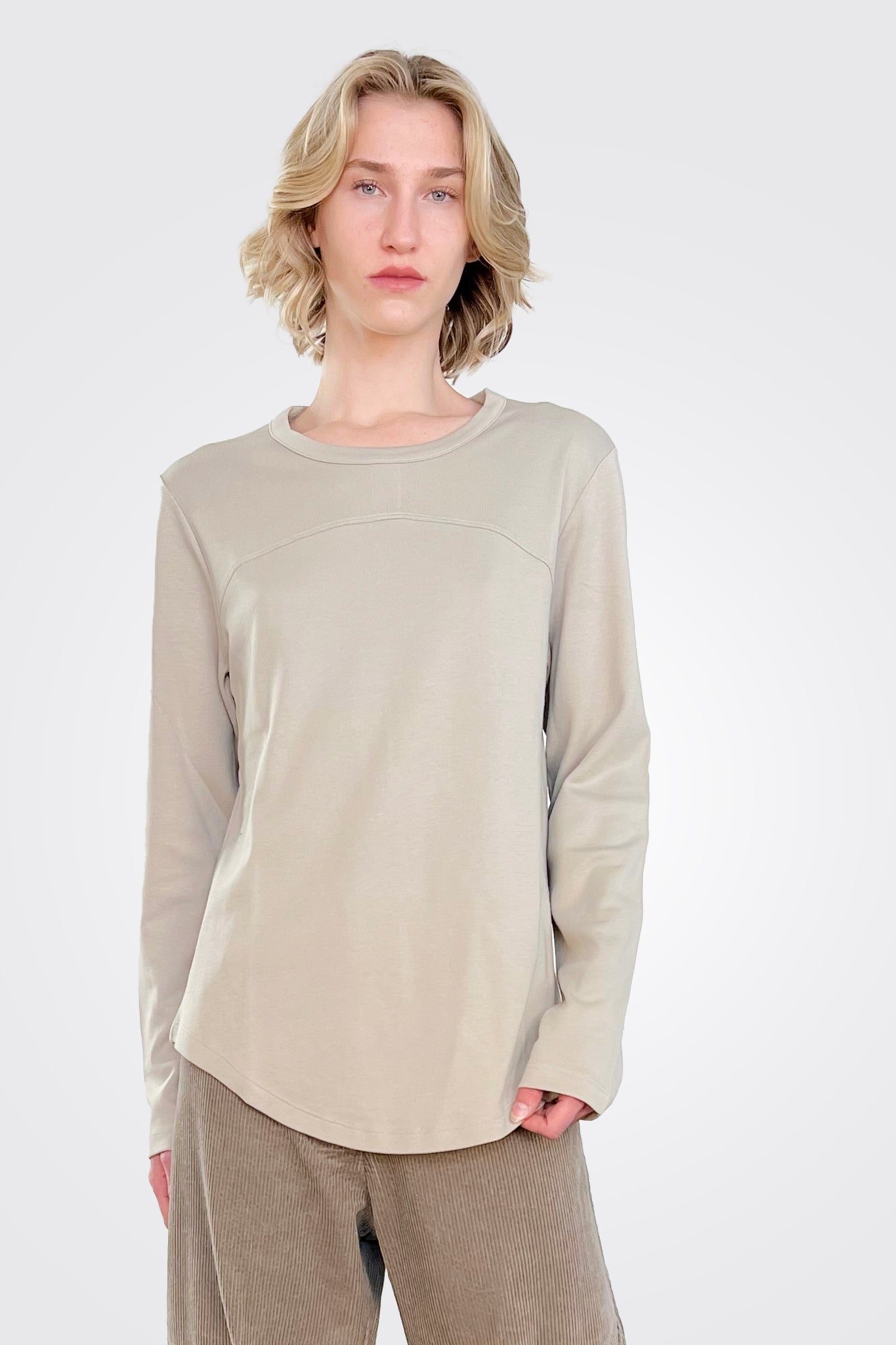 Semi Thick Long Sleeve Tee - Stone by Lurdes Bergada | 25 South Boutiques