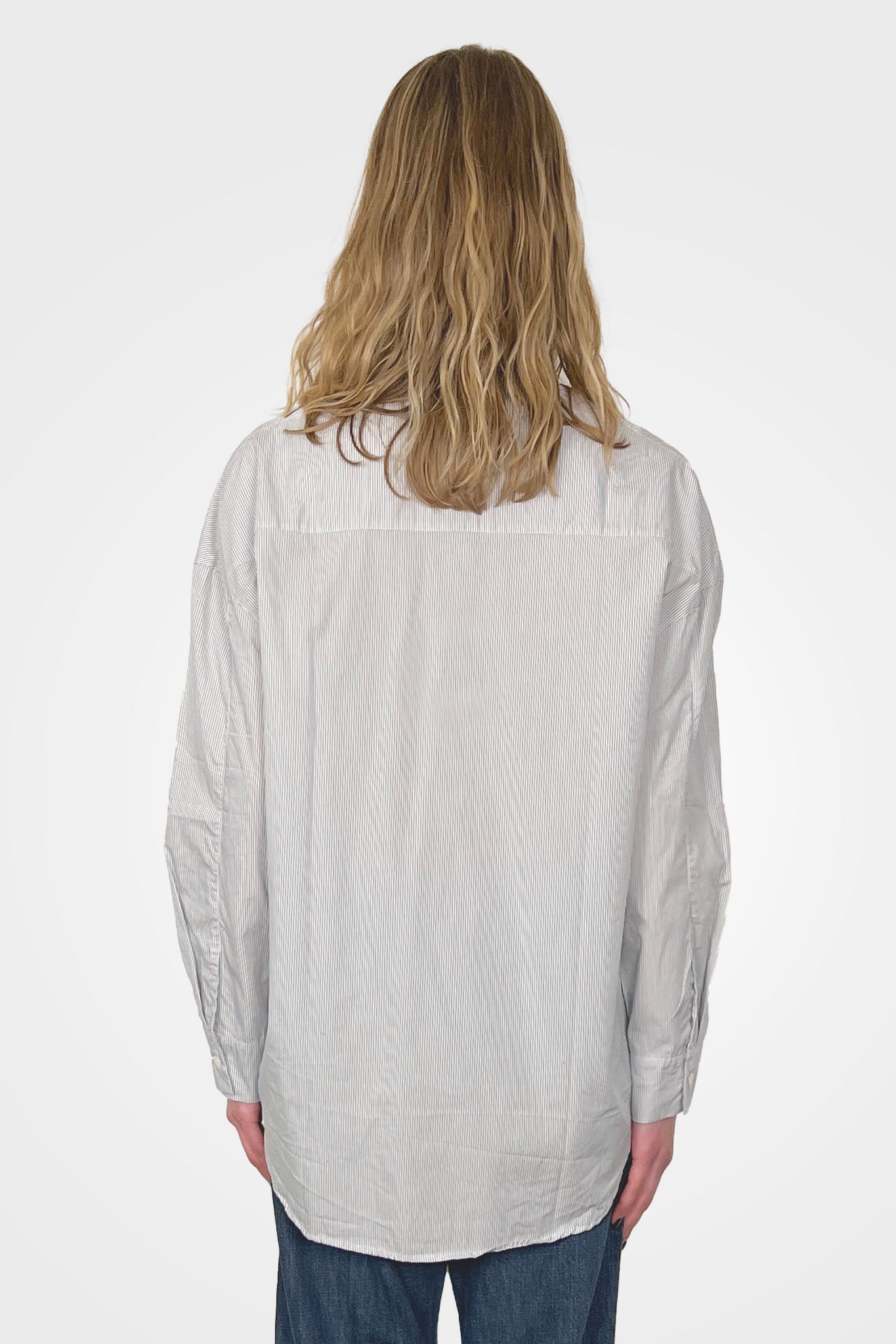 Cotton Striped Button Down - Light Grey by Private 0204 — view 3