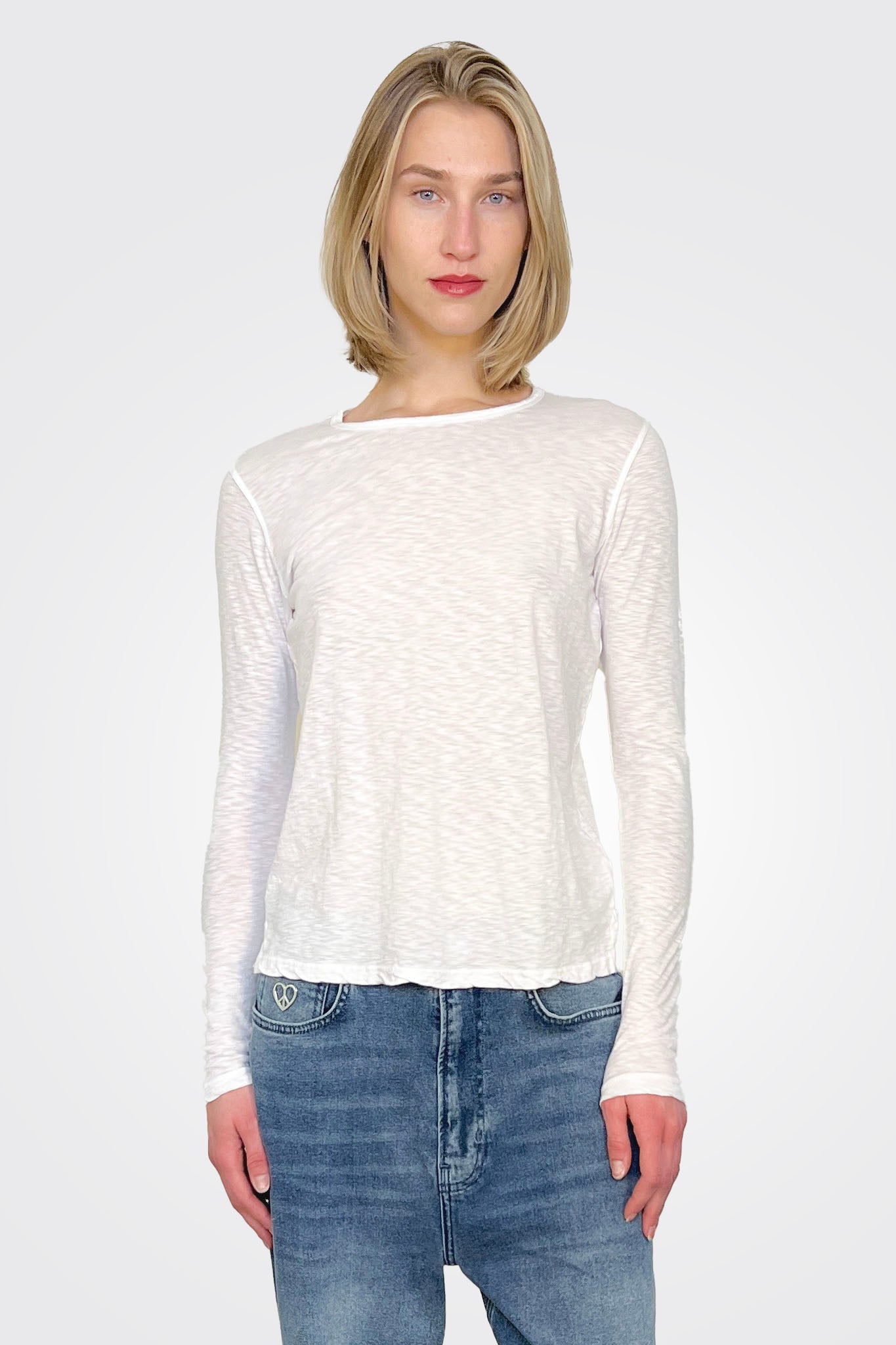 Long Sleeve Crewneck - Optic White by Sundry | 25 South Boutiques