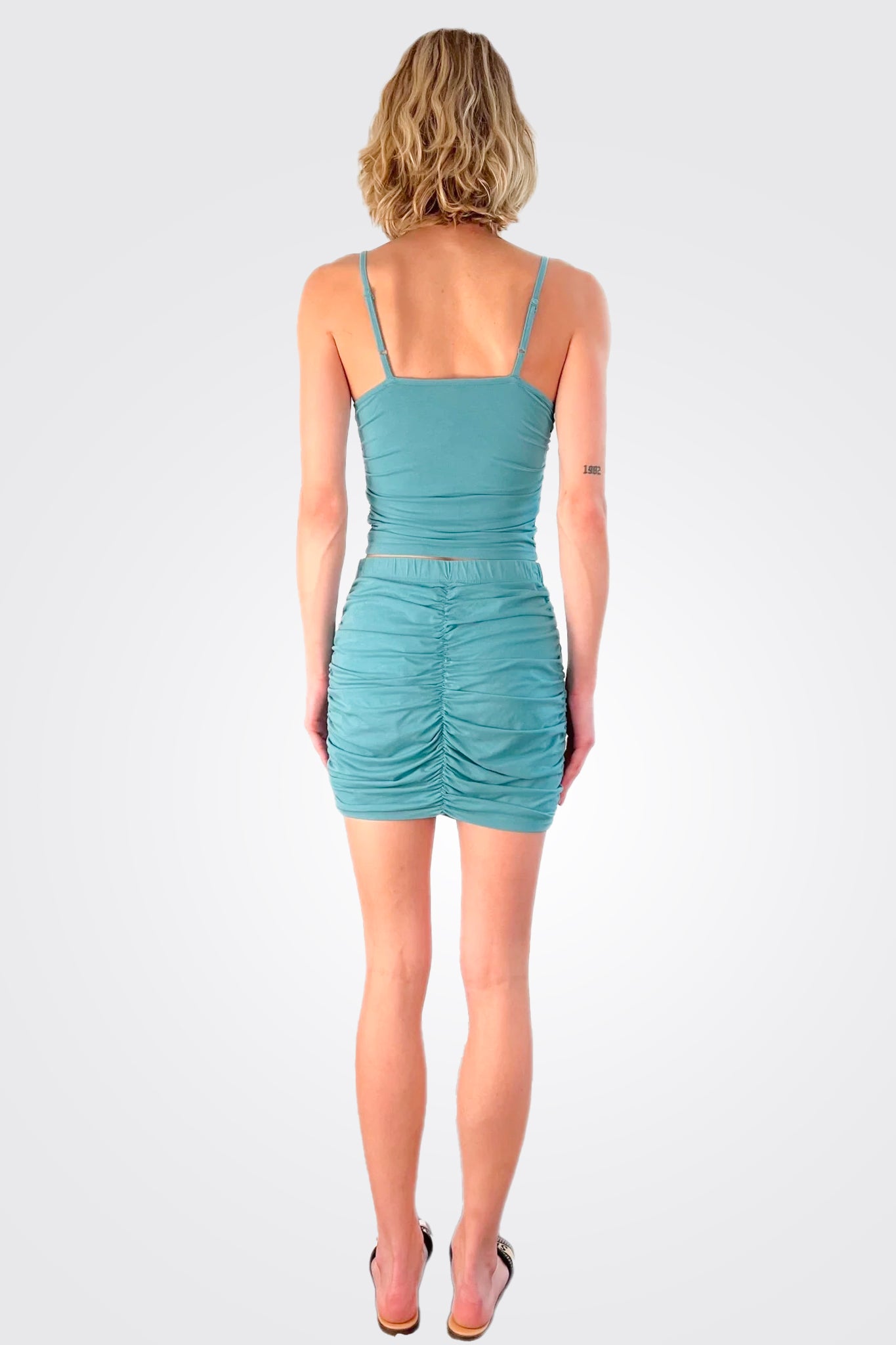 V Neck Shirred Cami - Surf by Bobi — view 4