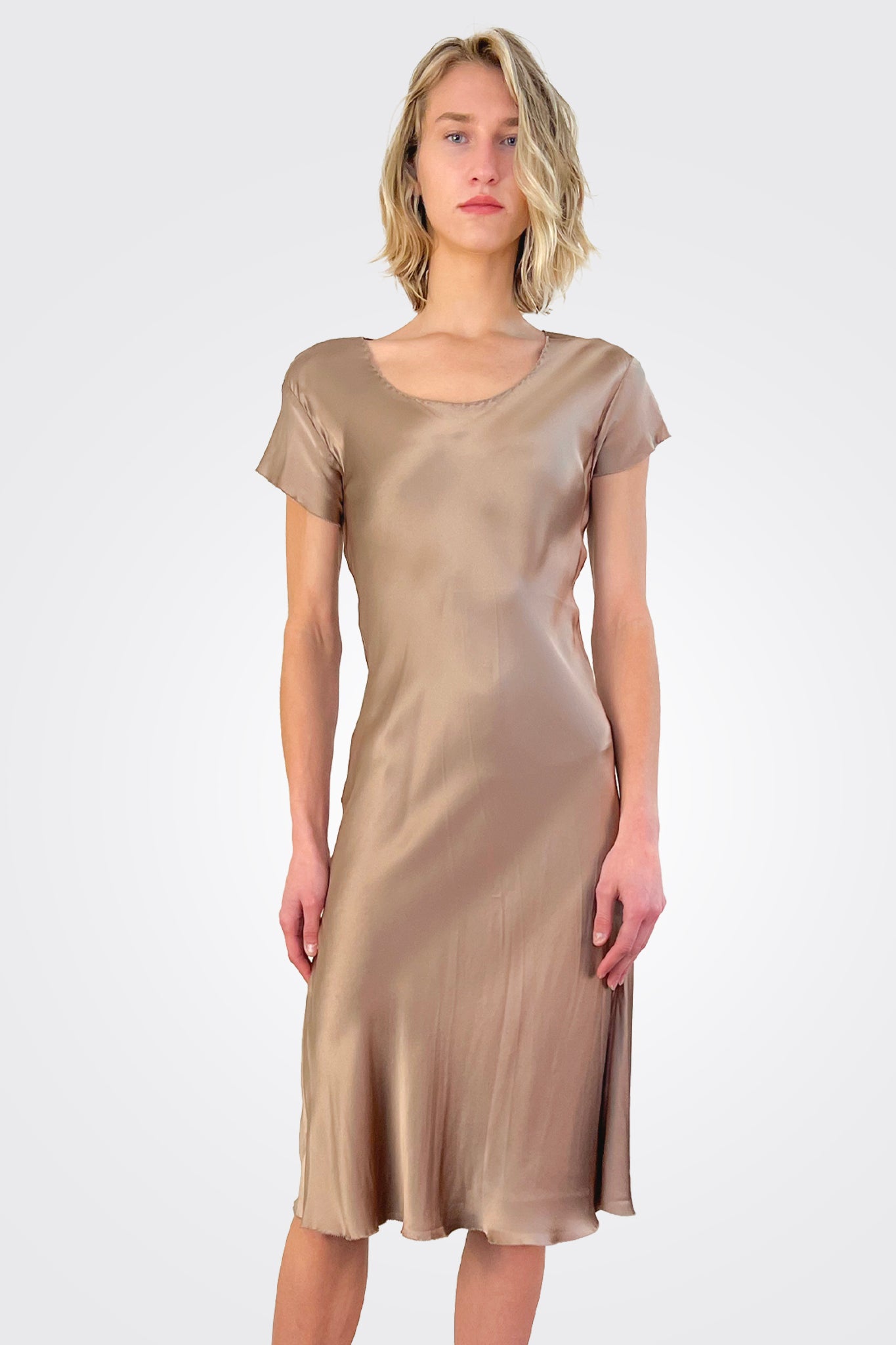 Silk Short Sleeve Dress - Sand by Susanne Bommer — alternate view