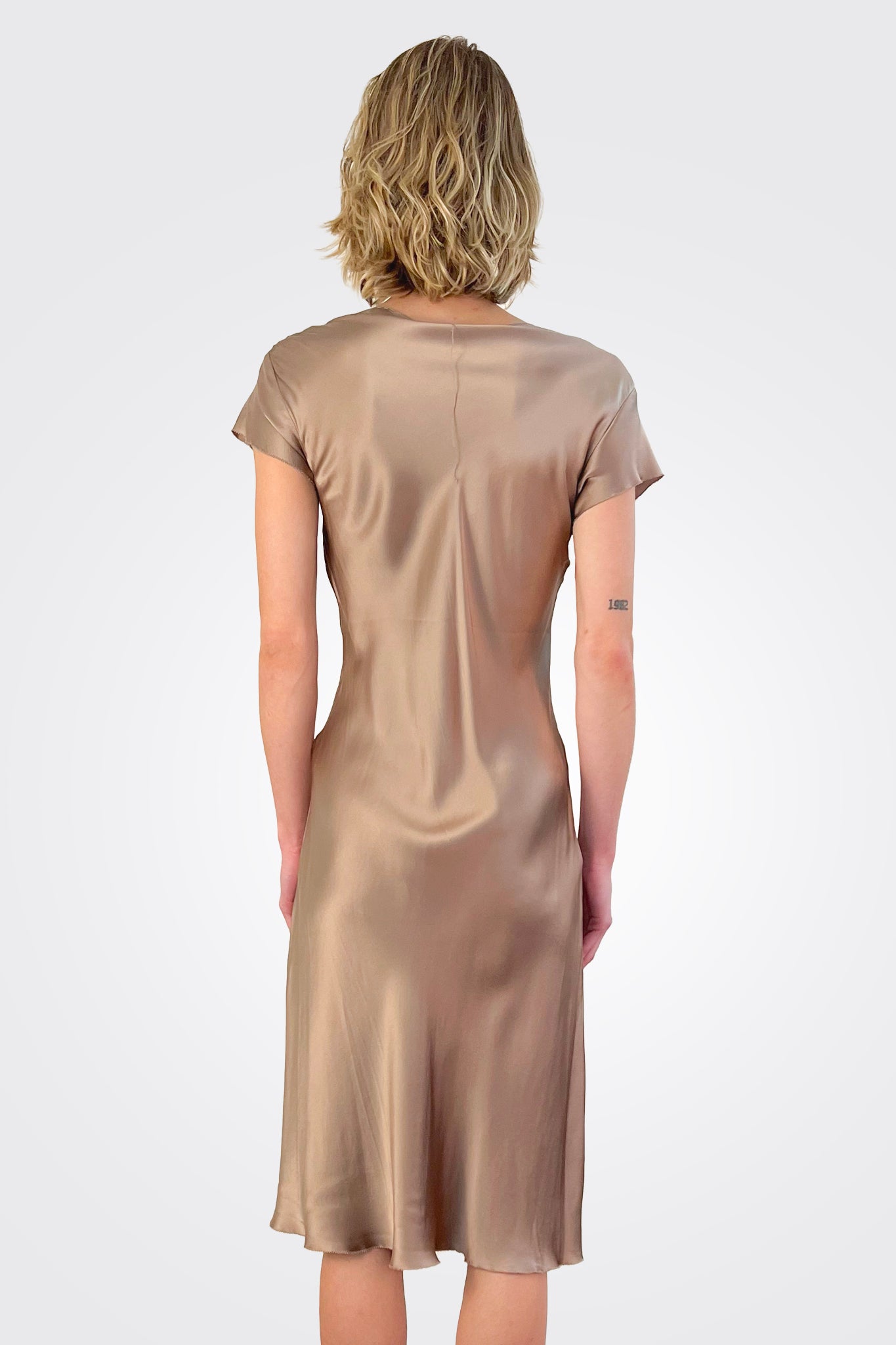 Silk Short Sleeve Dress - Sand by Susanne Bommer — view 3