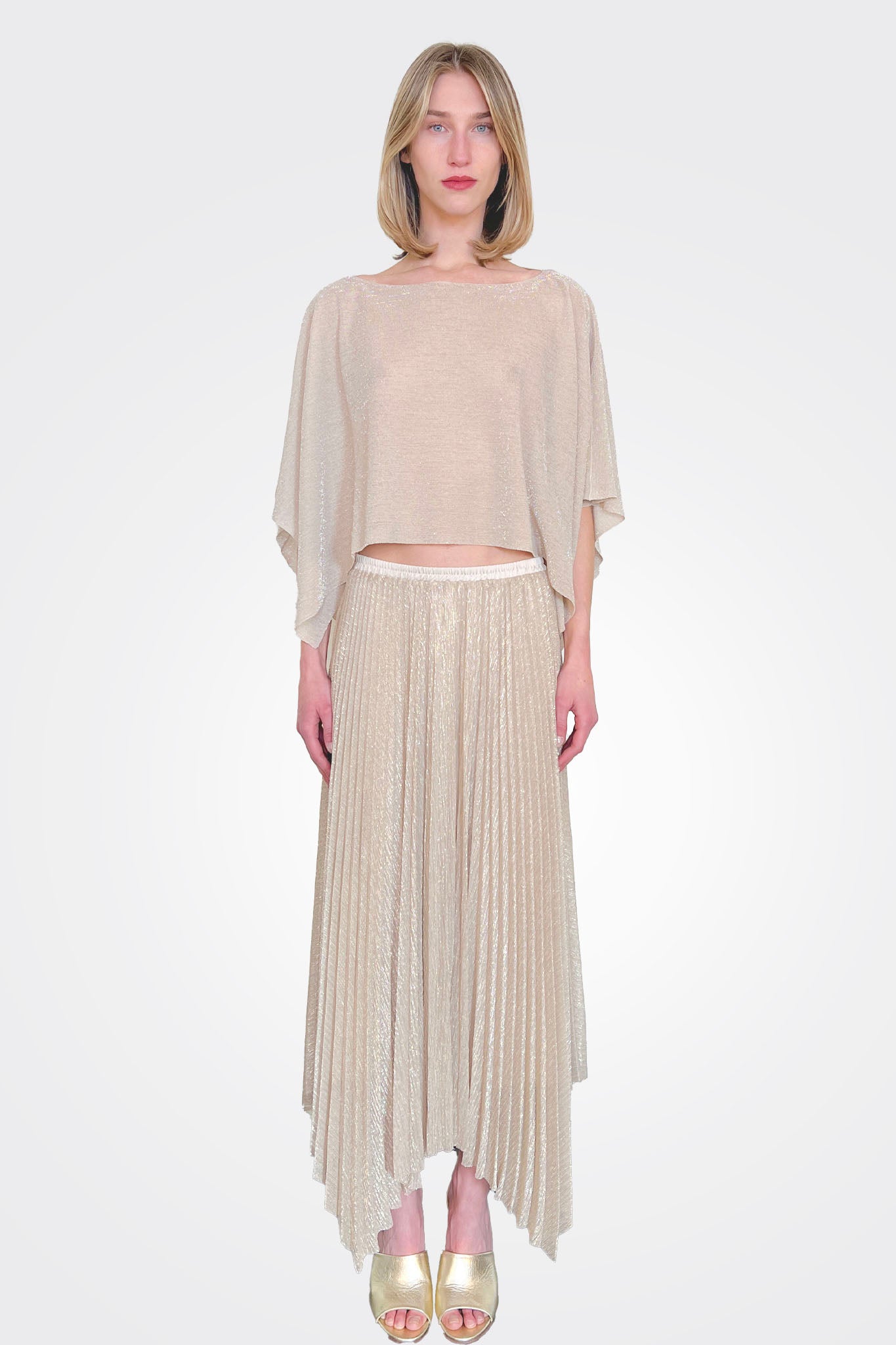 Pleated Lurex Skirt - Gold by Seventy Venezia | 25 South Boutiques