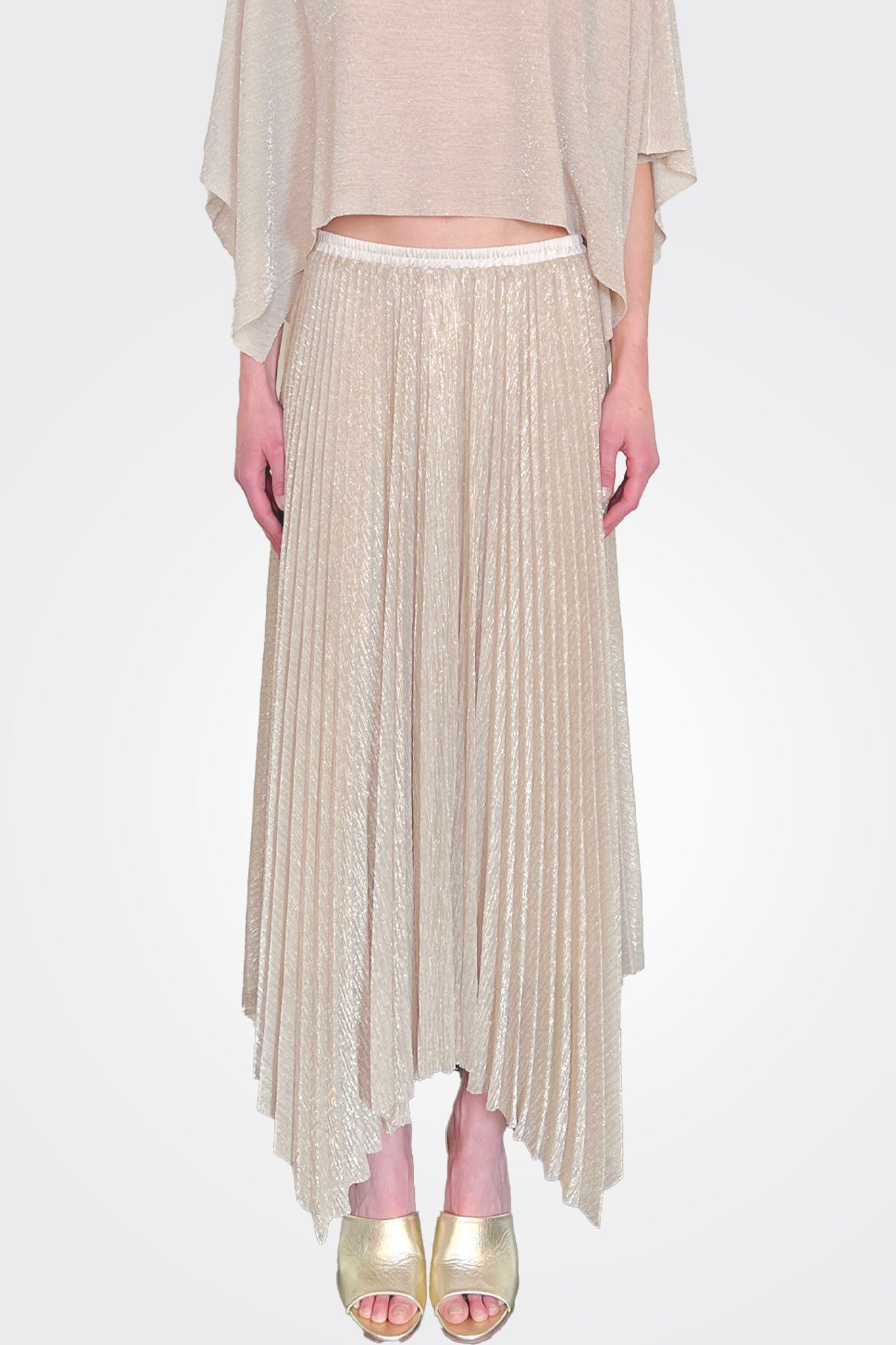 Pleated Lurex Skirt - Gold by Seventy Venezia — alternate view