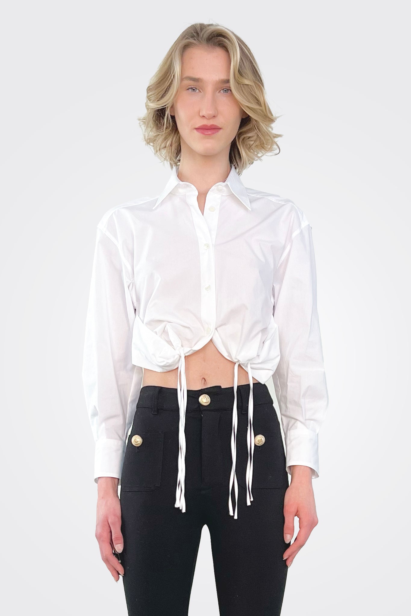 Cinched Shirt - White by Seventy Venezia — view 4