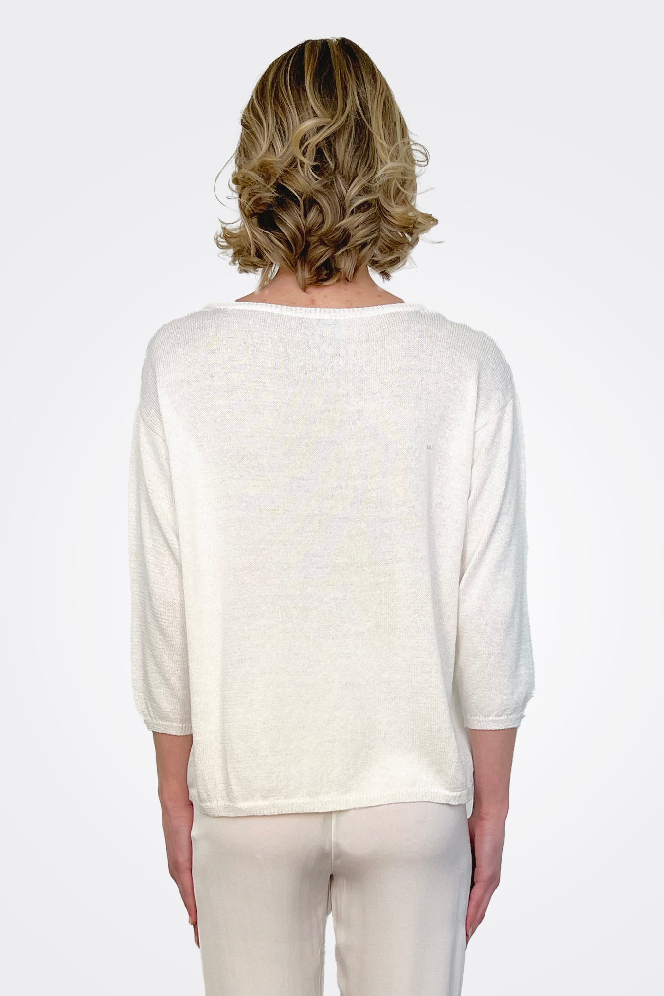 Crewneck Sweater - White by Private 0204 — alternate view