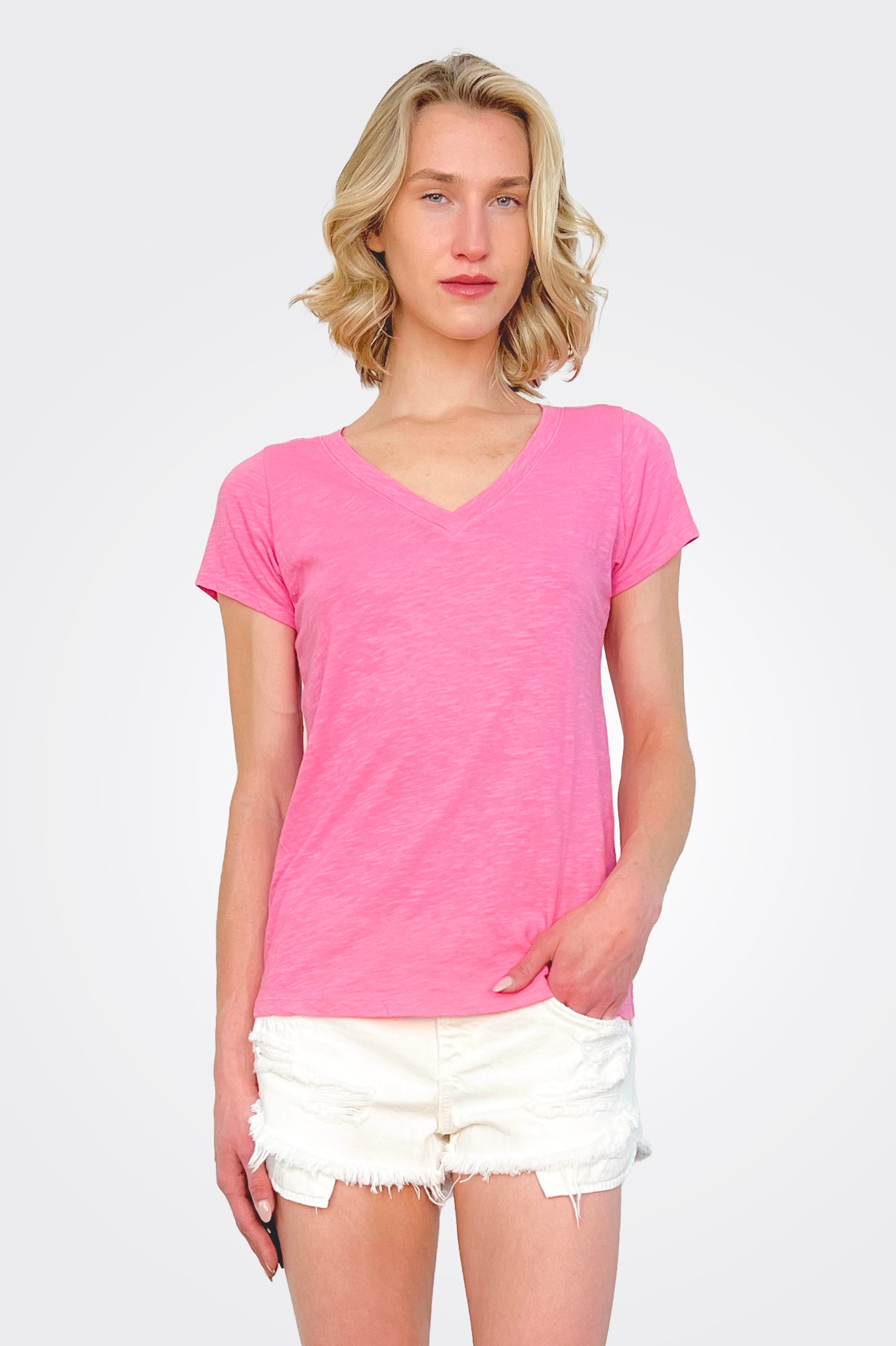 Jilian Original Slub V Neck Tee - Tahiti by Velvet | 25 South Boutiques