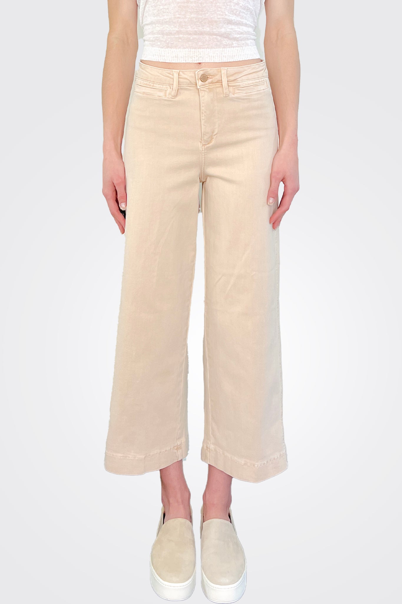 Greer Cropped Wide Leg Denim - Talc by Oat NY — alternate view