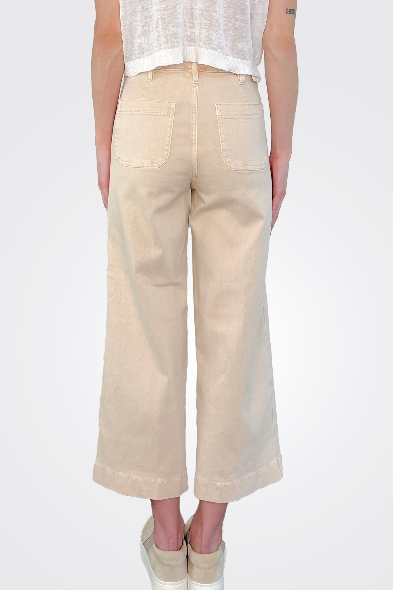 Greer Cropped Wide Leg Denim - Talc by Oat NY — view 3