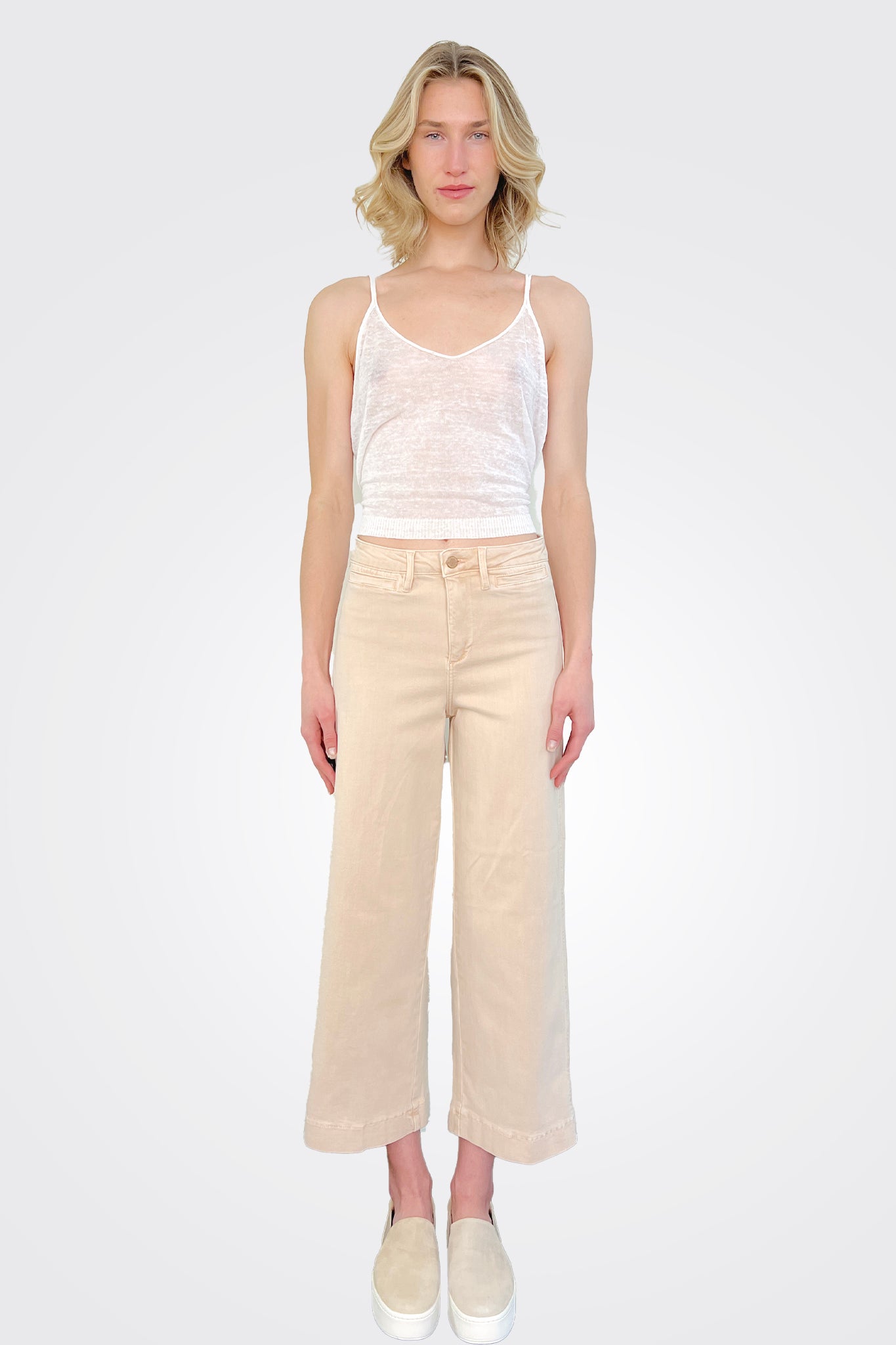 Greer Cropped Wide Leg Denim - Talc by Oat NY | 25 South Boutiques