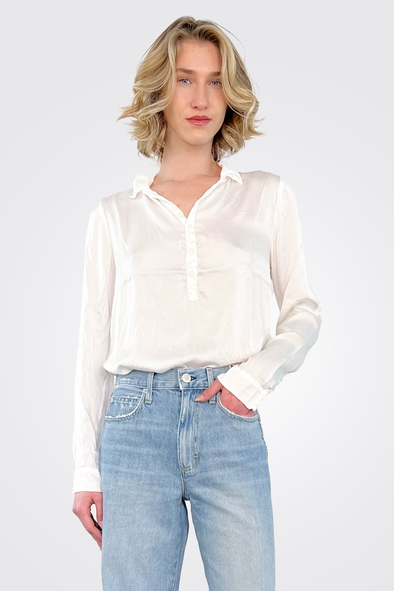 Tali Silk Shirt - White by CP Shades | 25 South Boutiques