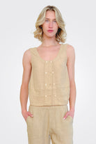 Button Up Tank - Tan by Transit Par-Such | 25 South Boutiques