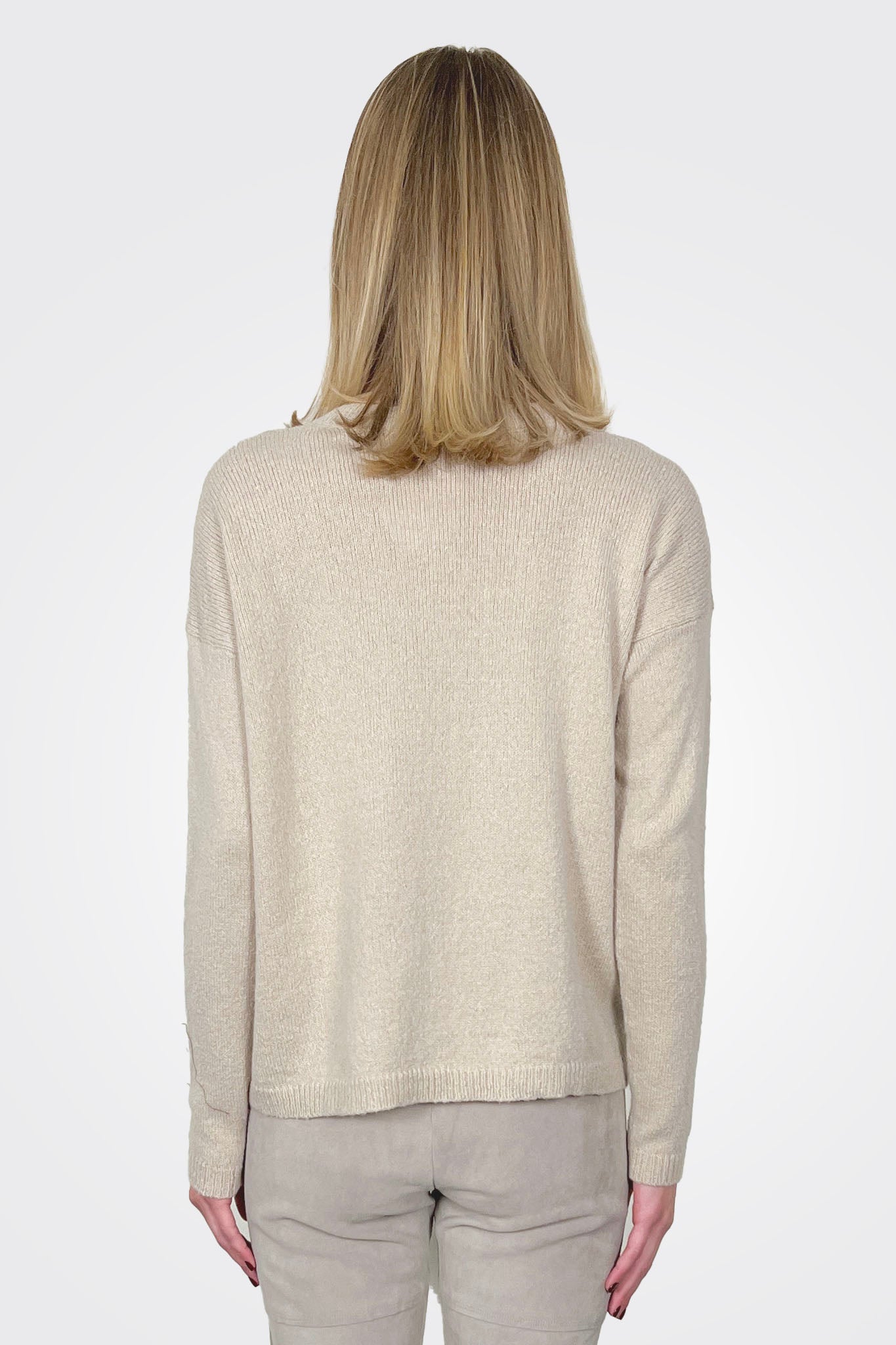 Cashmere Crew Sweater - Oatmeal by Private 0204 — alternate view