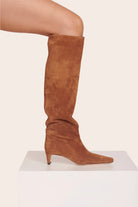 Wally Tall Suede Boot - Tan by STAUD — view 4
