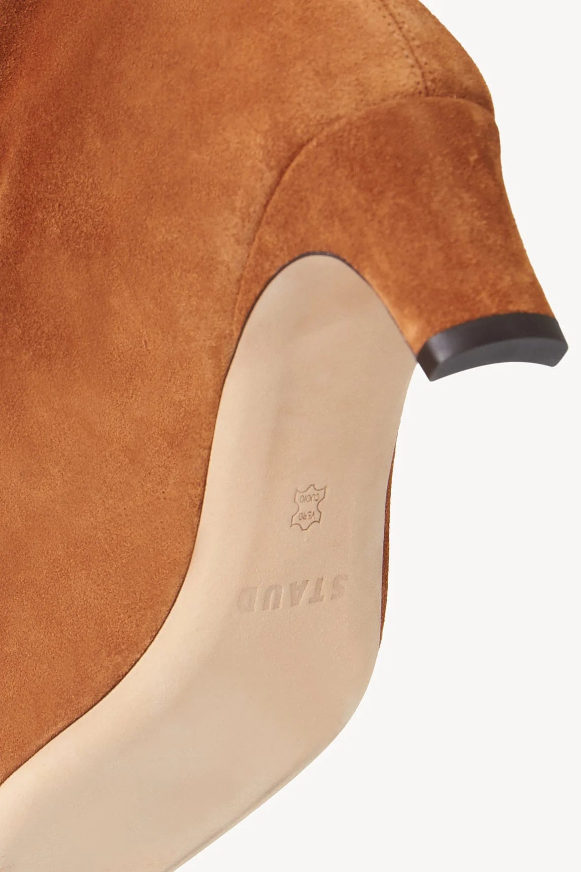 Wally Tall Suede Boot - Tan by STAUD — view 5