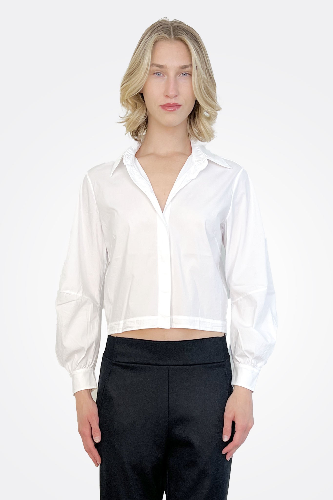 Stretch Cotton Poplin Shirt - Optical White by Tandem — view 6