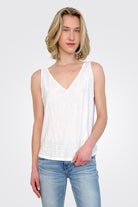 Scarlett V Tank - White by Michael Stars | 25 South Boutiques