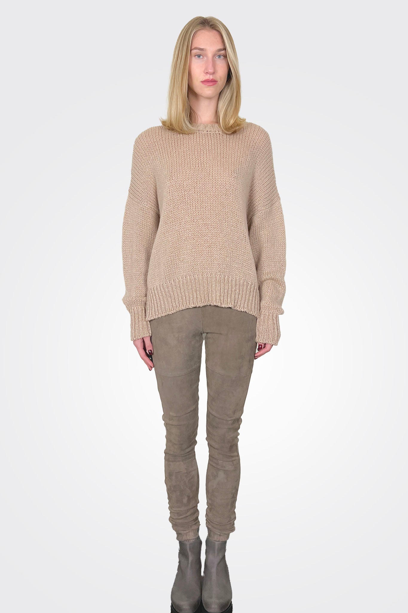 Oversize Knit Sweater - Tan by Private 0204 — alternate view