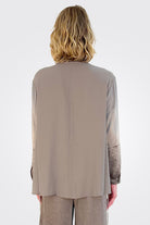 Button Down Tie Shirt - Taupe by Transit Par-Such — view 4