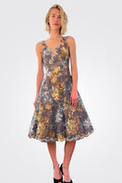 Floral Lace Tea Length Dress - Hazel Ash by Olvi's — view 4