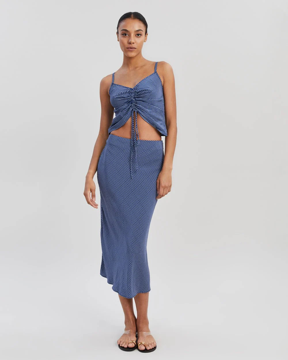 The Brielle Skirt - Midnight Blue Polka Dot by Solid & Striped | 25 South Boutiques