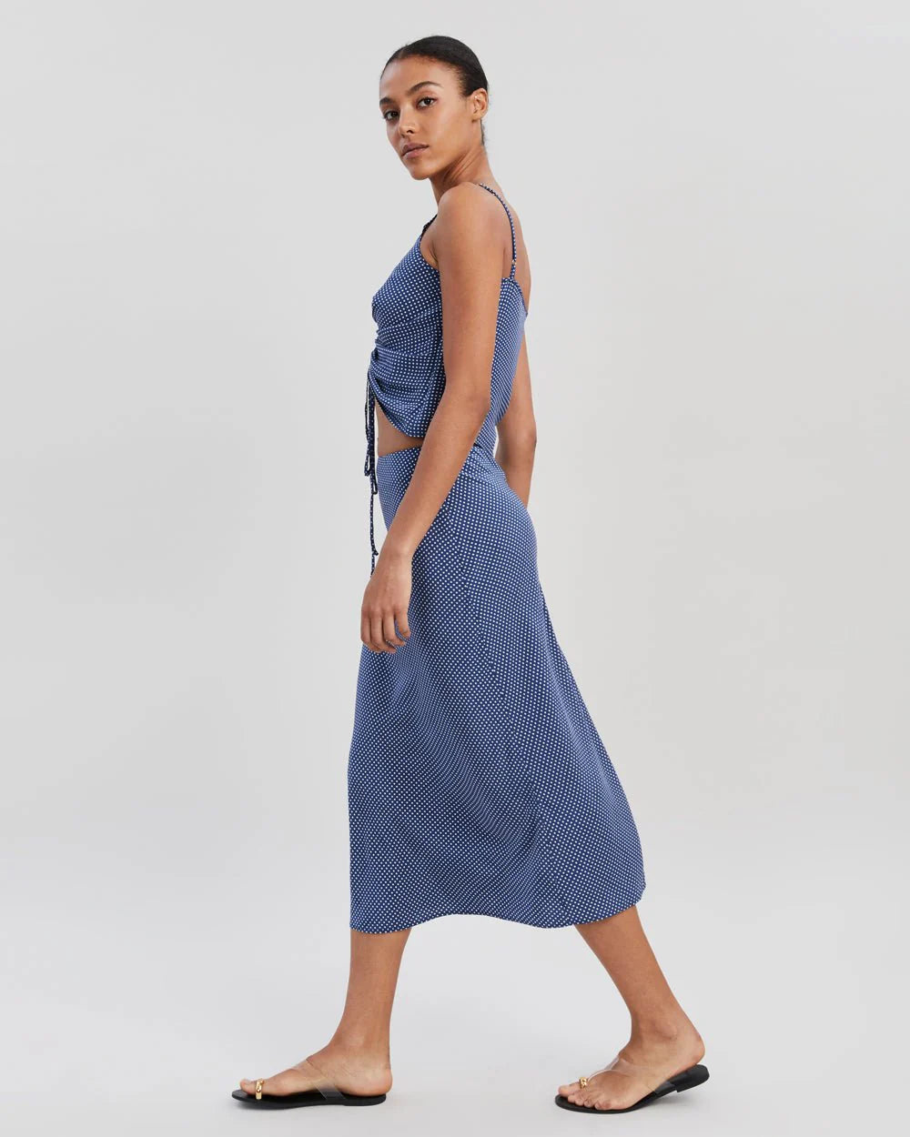 The Brielle Skirt - Midnight Blue Polka Dot by Solid & Striped — alternate view